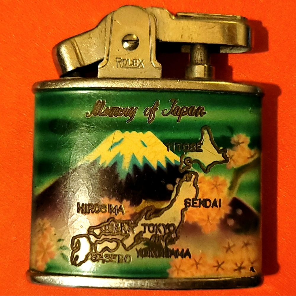 RARE Rolex Vintage WWII Memory Of Japan Enamel Lighter TRENCH ART
